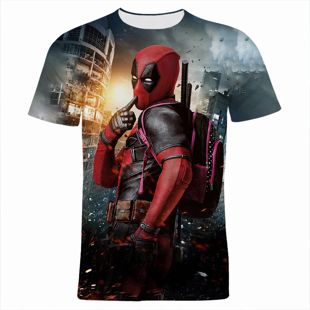 Футболка мужская с 3D-принтом героя Марвел Дедпул коротким рукавом летняя 2021 |