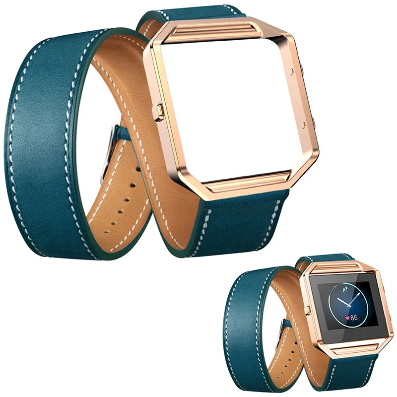 Двойной круг кожаный ремешок для Fitbit Blaze часов Смарт-часы замена спортивные