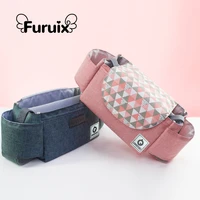 non slip stroller organizer with cup holders diaper storage baby carriage bag secure straps pockets for phone keys toys