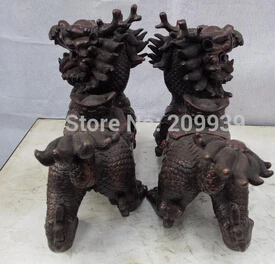 Бесплатная доставка Китайская Красная пара статуэток бронзовый медный Дракон