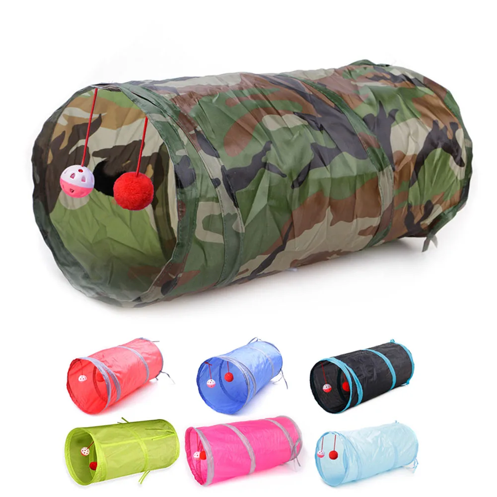 

Foldable Two-channel Cat Tunnel Cat Ring Paper Cat Tunnel Accommodate Folding Cat Channel With Bell Ball And Plush Ball