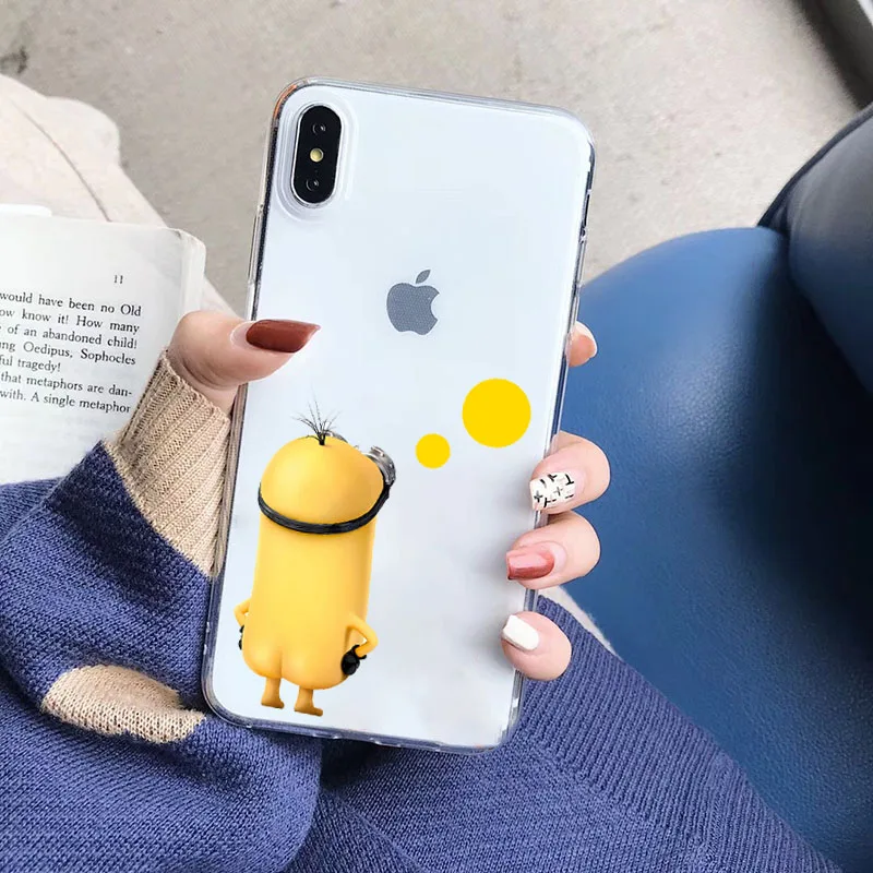 Чехол с миньонами для IPhone X XR Xs Max 11 8 7 6 Plus 6S 5s SE мягкий прозрачный силиконовый чехол