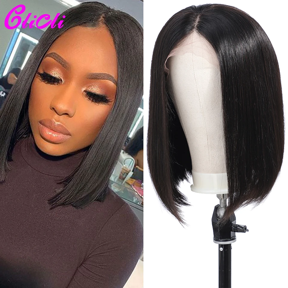 Бразильские волосы remy, короткий Боб, парик 13x6, глубокая часть, кружевные передние человеческие волосы, парики, прямые, 150% плотность, предварительно выщипанные натуральные волосы