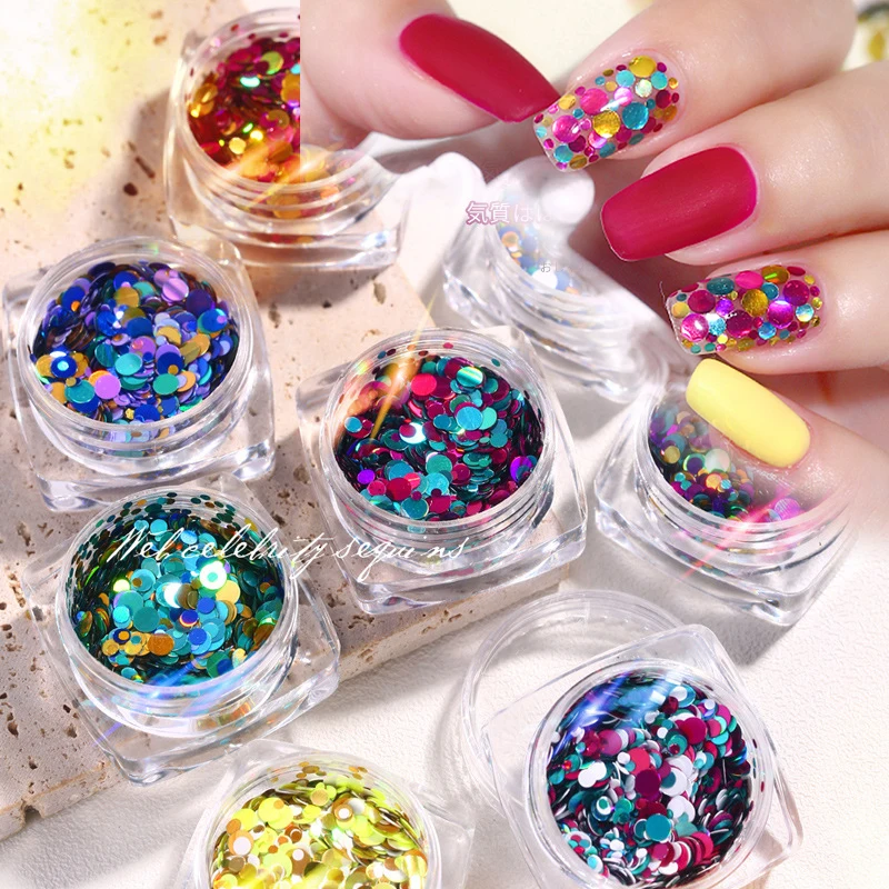 

Nail Sequins 3D Nail Art Glitter Foil Decorations Sequin Nail Flakes Sparkly Glitter Sequins DIY Manicures Tips Nail Supplies
