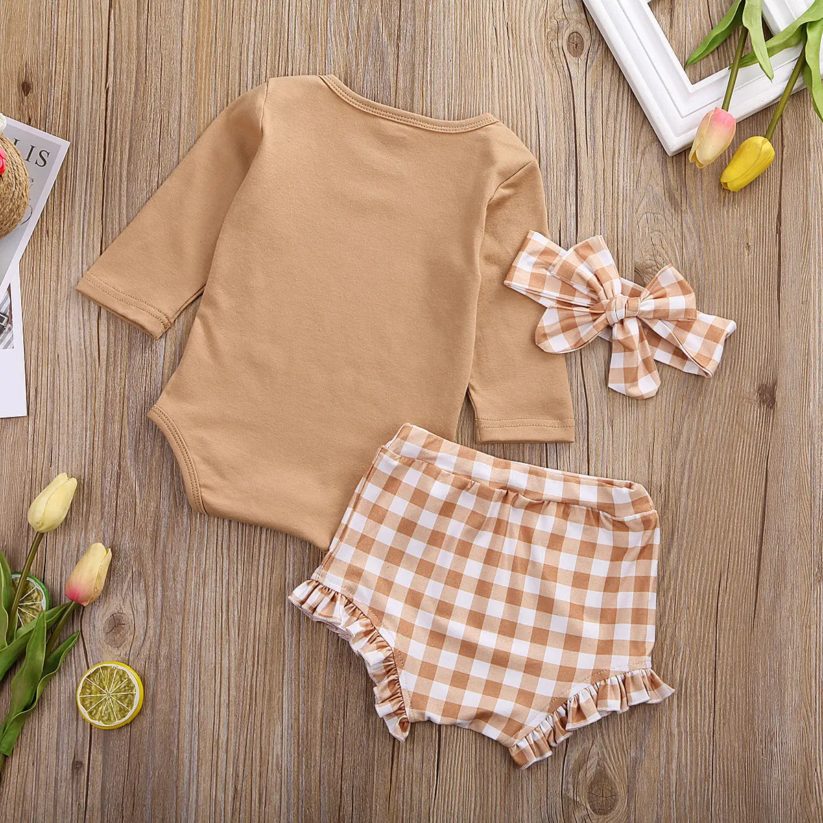 Комплект одежды для маленьких девочек Осеннее боди с длинным рукавом