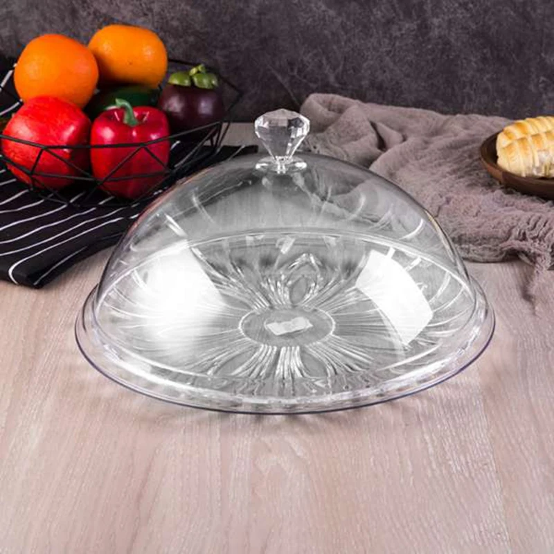 

1Set Creative Transparent Round Food Cover Foods Preservation Lid Cake Lids PC Acrylic Meal Bread Cake Snack Dust Tray