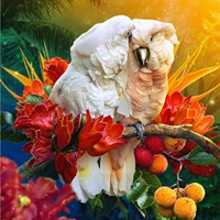 5d diamond painting red flower white parrot full drill embroidery cross stitch picture supplies art craft wall sticker decor