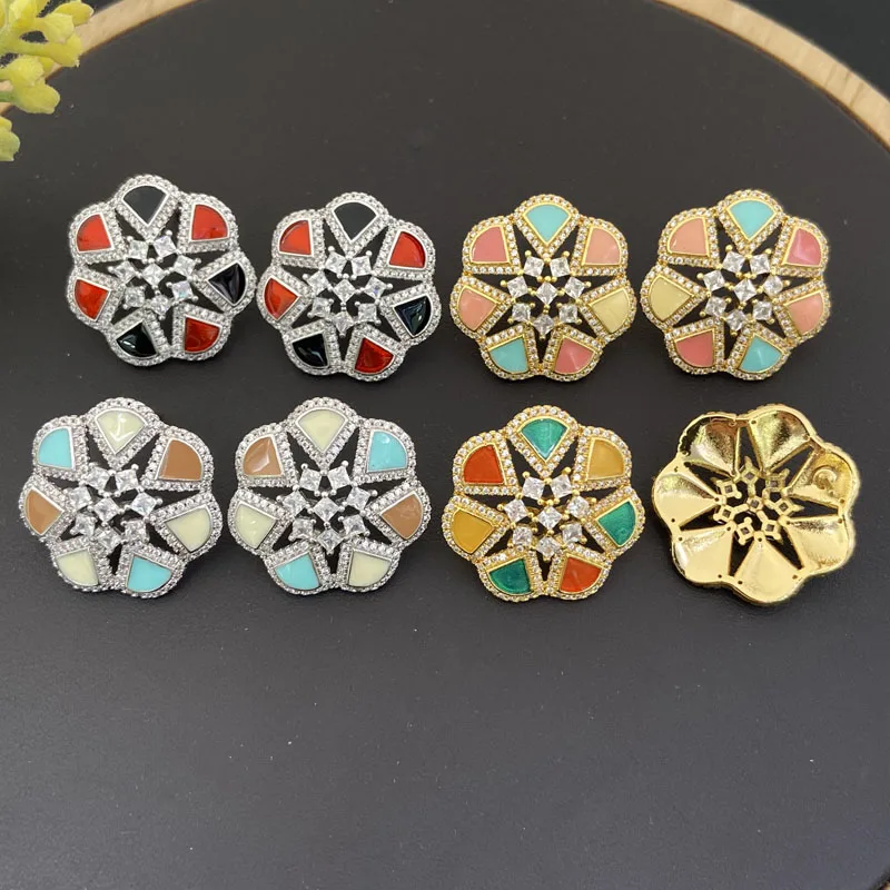 

Vanifin Fashion Jewelry Set Artistic Snowflake Drip Oil Zirconia Inlay Necklace with Earring and Ring for Women Party Best Gift