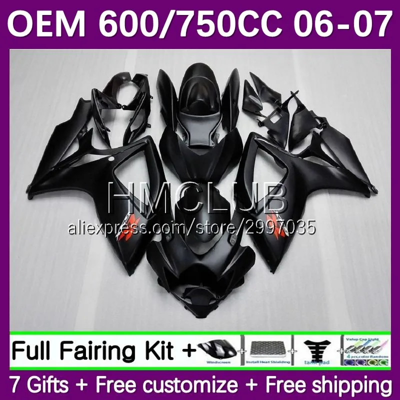 

Инъекция K6 для SUZUKI GSXR 600CC 600 750 CC GSXR750 13No.10 GSXR600 GSXR-600 2006 2007 GSXR-750 06 07 обтекатель OEM матовый черный