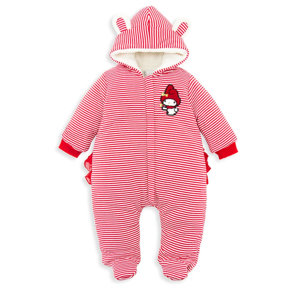 

Winter Thick Baby Girls Romper Bear Ear Hooded Infant Baby Clothes Warmer Newborn Boys Jumpsuit Christmas Toddler Baby Coveralls