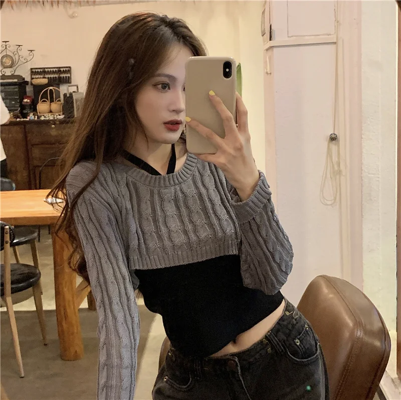 

Real Shot Cost-Effective Early Autumn Idle Style Twist Long Sleeve Needle