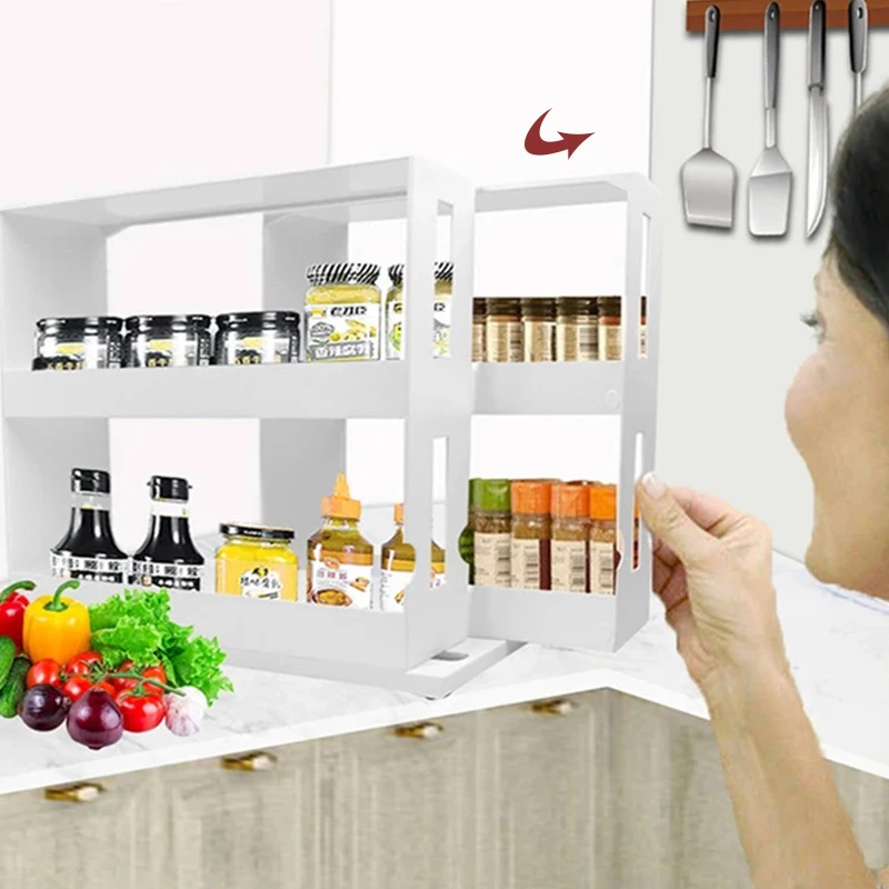 Многофункциональная вращающаяся полка для хранения органайзер специй кухни