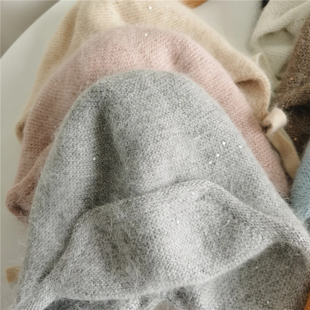 Женская шапка зимняя Ангорская вязаная ушанка теплая Осенняя уличная Лыжная