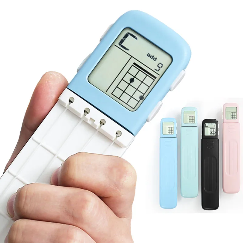 

Portable 4-Tone Pocket Ukulele Chord Trainer Practice Tool Can Rotate Chord Diagram Screen Ukulele Finger Trainer For Beginners
