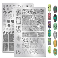 1pcs big size geometry waves nail art stamping plates fowers image gel nail template stencils manicure stamp tool