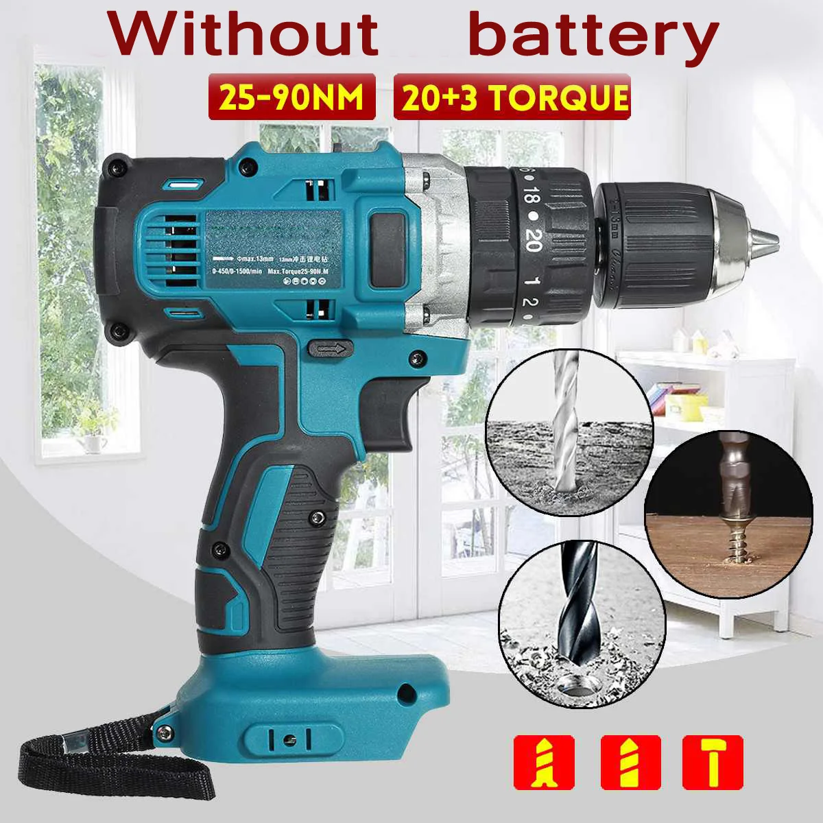 Аккумуляторная электрическая дрель Makita ударная отвертка 3 в 1 1500 об/мин для 18 90N.m |