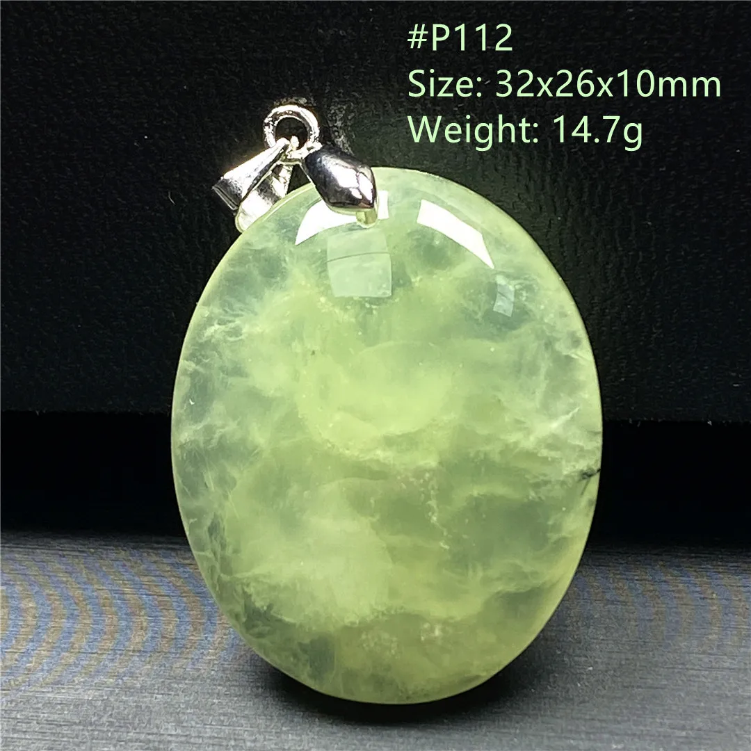 

Top Natural Green Prehnite Stone Pendant Jewelry For Women Lady Men Healing Luck Crystal 32x26x10mm Beads Gemstone Silver AAAAA
