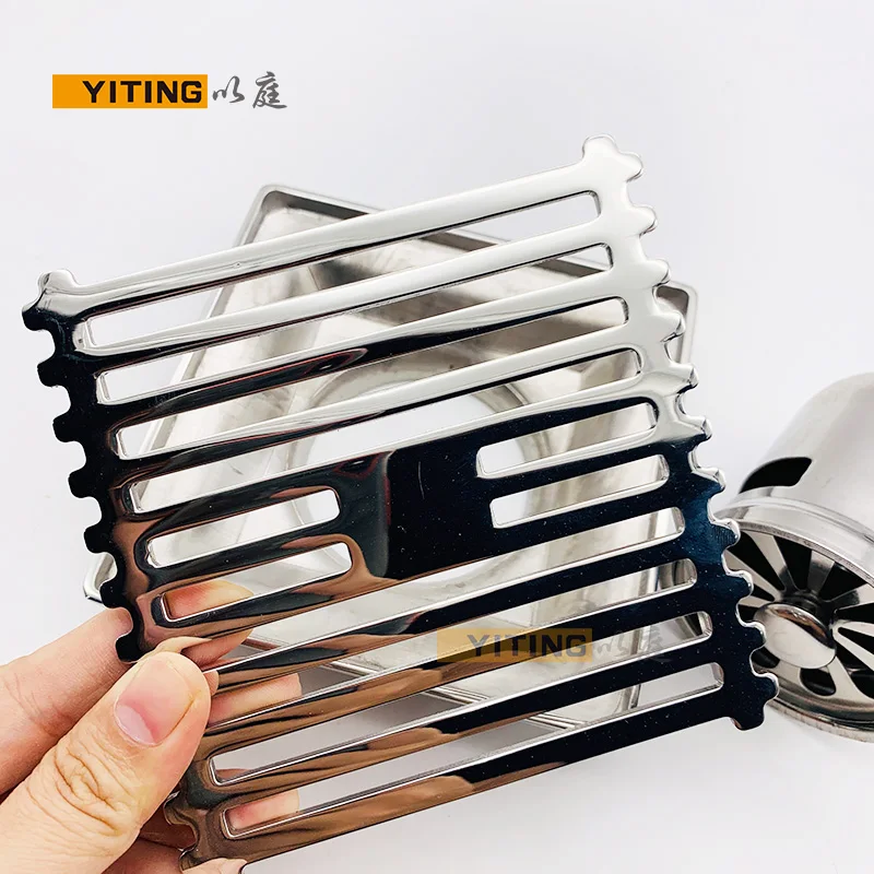 

Square 304 Stainless Steel Bathroom Sewer Filter Deodorization Water Outlet Shower Floor Drain With Metal Water Sealing Core