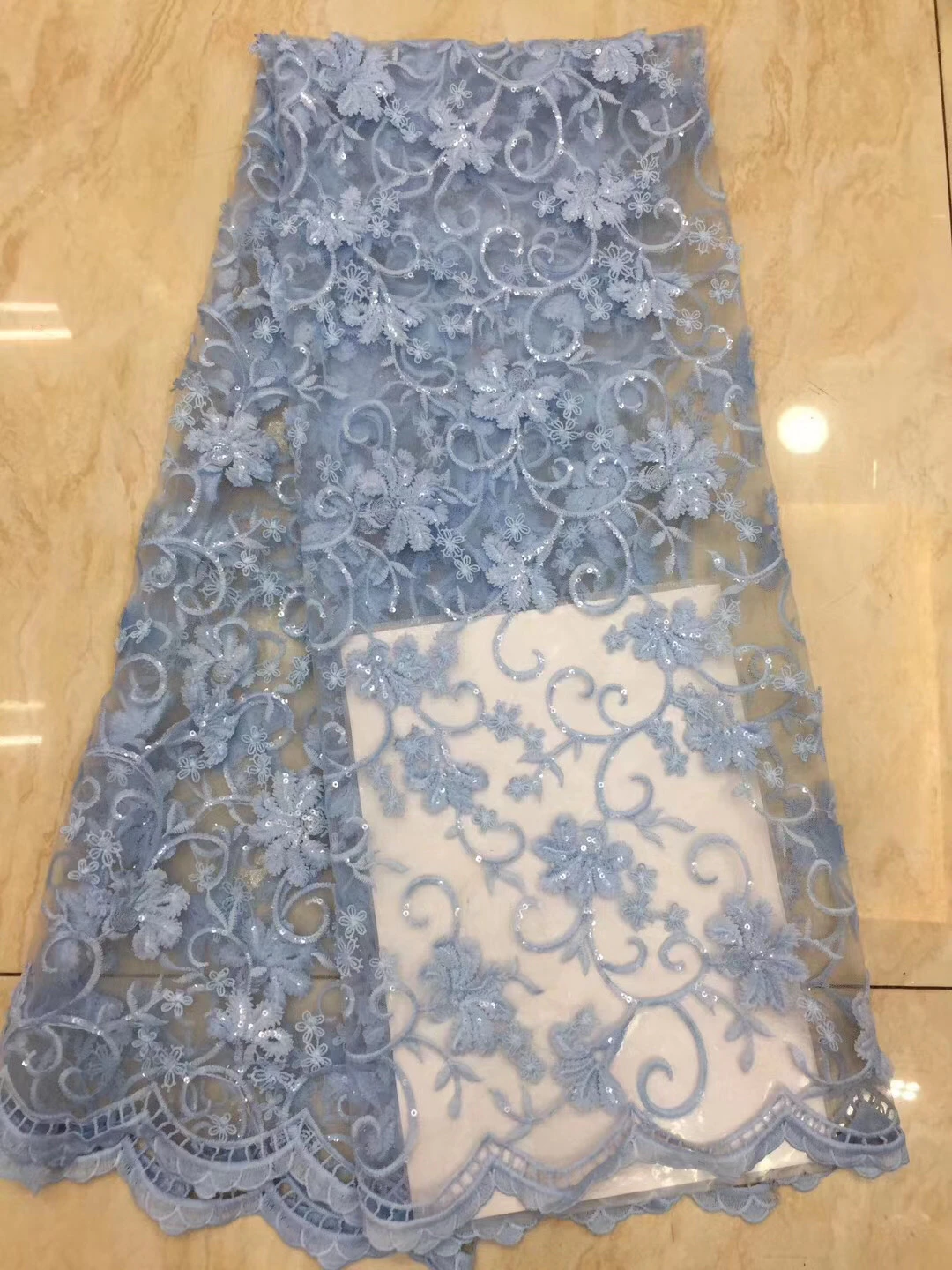 

Africa France sequined tulle lace fabric 2020 high quality lace embroidery women dress Nigeria lace fabric D3857
