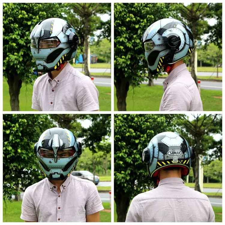 Ретро робот стиль точка утверждения capacete moto Железный человек полное лицо шлемы
