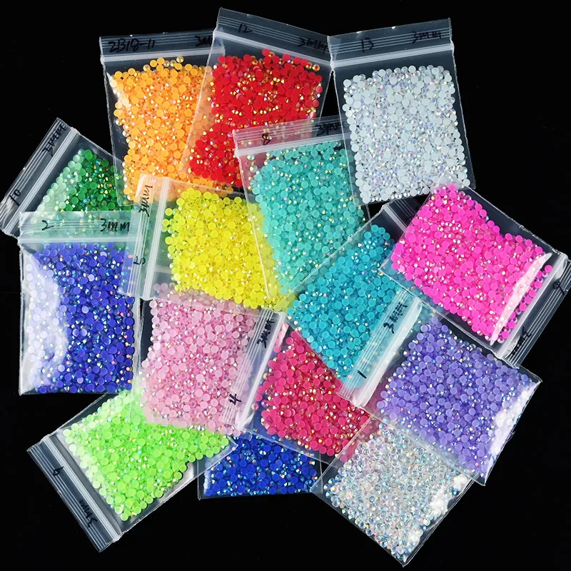 

1000pcs/Bag (3mm/4mm/5mm) Resin Rhinestone Jelly AB Colors Rhinestones Nail Art Deco Glitters Gems Stones And Rhinestones &*ZB18