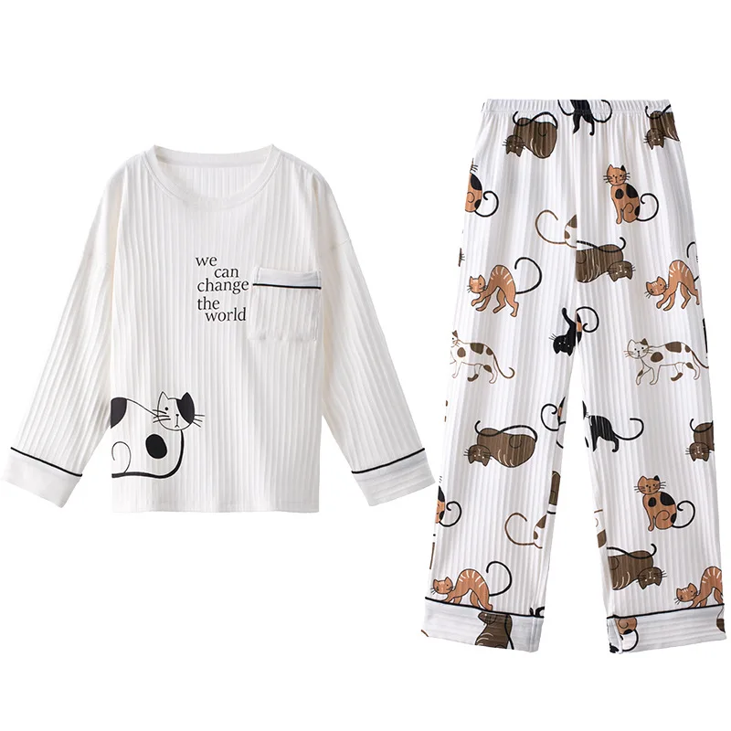 

New Women's pajamas Spring Autumn Long-sleeved Cotton Cute Cartoon Sleepwear Sleep tops Casual Pajama set Home Service Suits