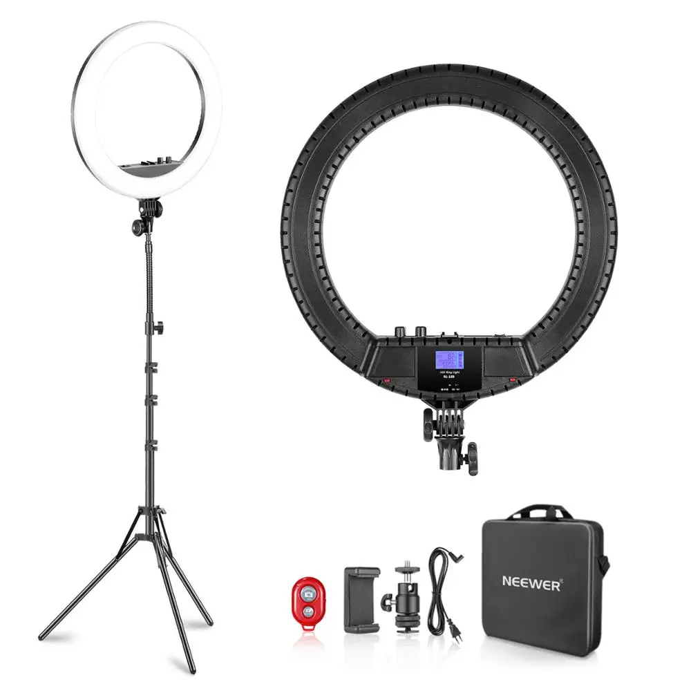 Neewer 18 дюймовый двухцветный светодиодный кольцевой светильник с ЖК дисплеем и