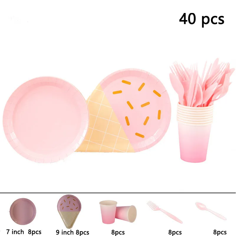 Одноразовые Аксессуары для посуды вечерние тарелки серии мороженого на день