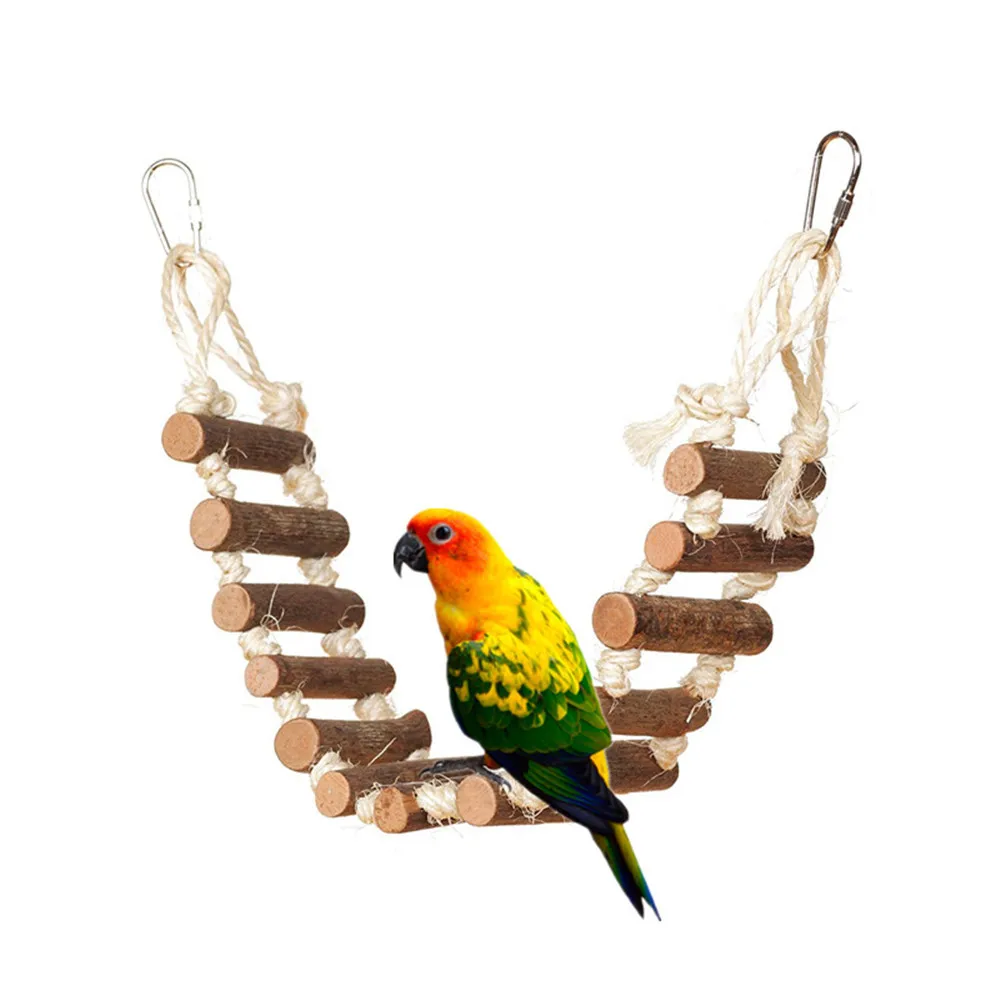 

Bird Toys Wooden Ladders Rocking Scratcher Perch Climbing Stairs Hamsters Bird Cage Parrot Ladder Climb Perch Stand Holder Toys