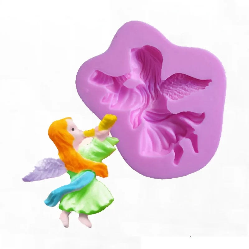 

Angel Girl Blowing Horn Silicone Mold For Fondant Chocolate Epoxy Sugarcraft Mould Pastry Cupcake Decorating Kitchen Accessories