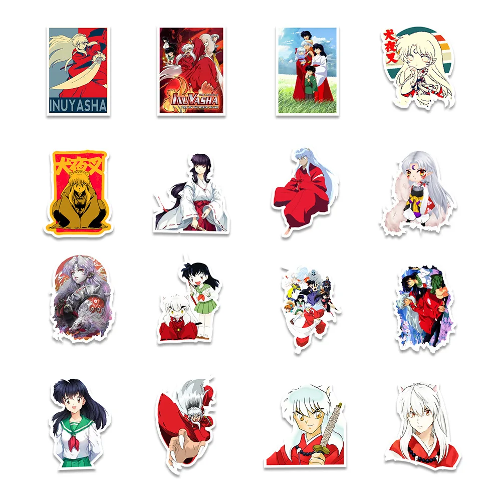 Pegatinas de grafiti skate para ordenador port&aacute;til, 50 Uds., Inuyasha dibujos animados de Anime japon&eacute;s, pegatinas impermeables para maleta, port&aacute;til, guitarra-2