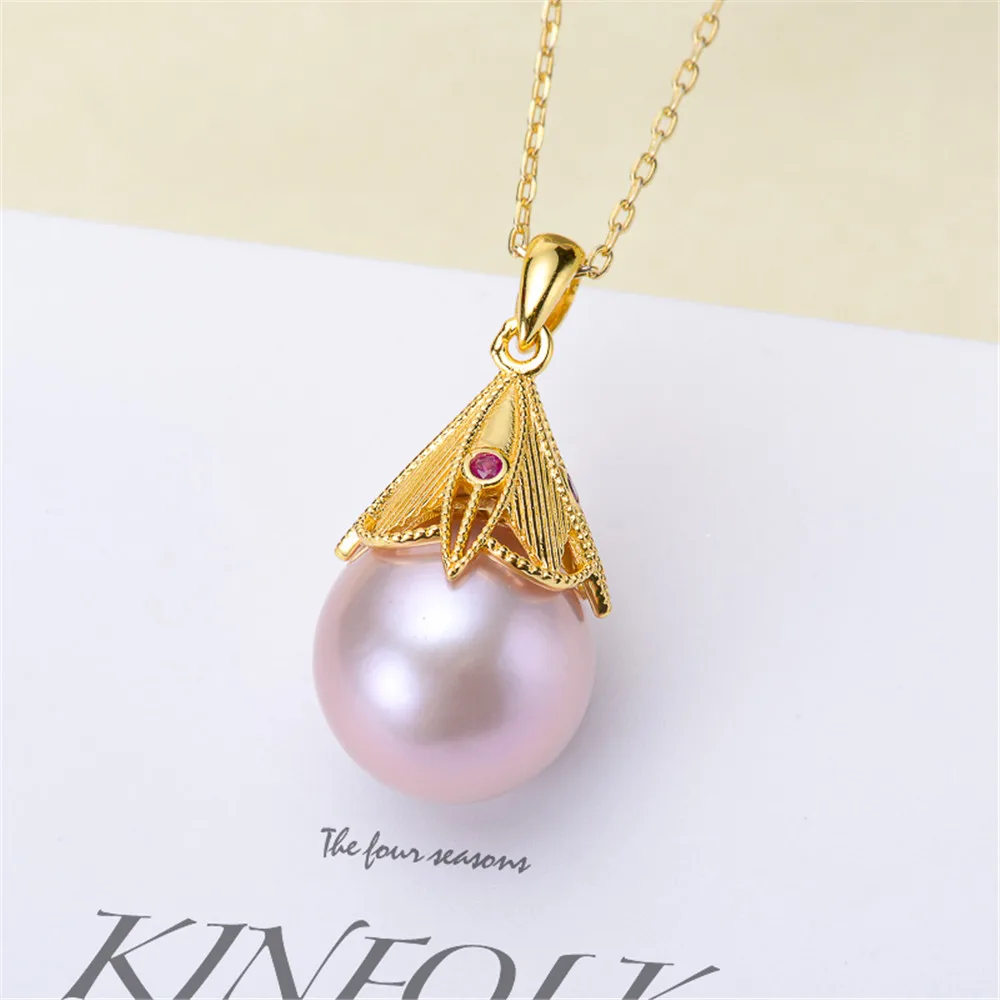 

Circle Pendant Hat Holder S925 Sterling Silver Pearl Pendant Settings Women DIY Handmade Jewelry Findings No Pearl No Chain