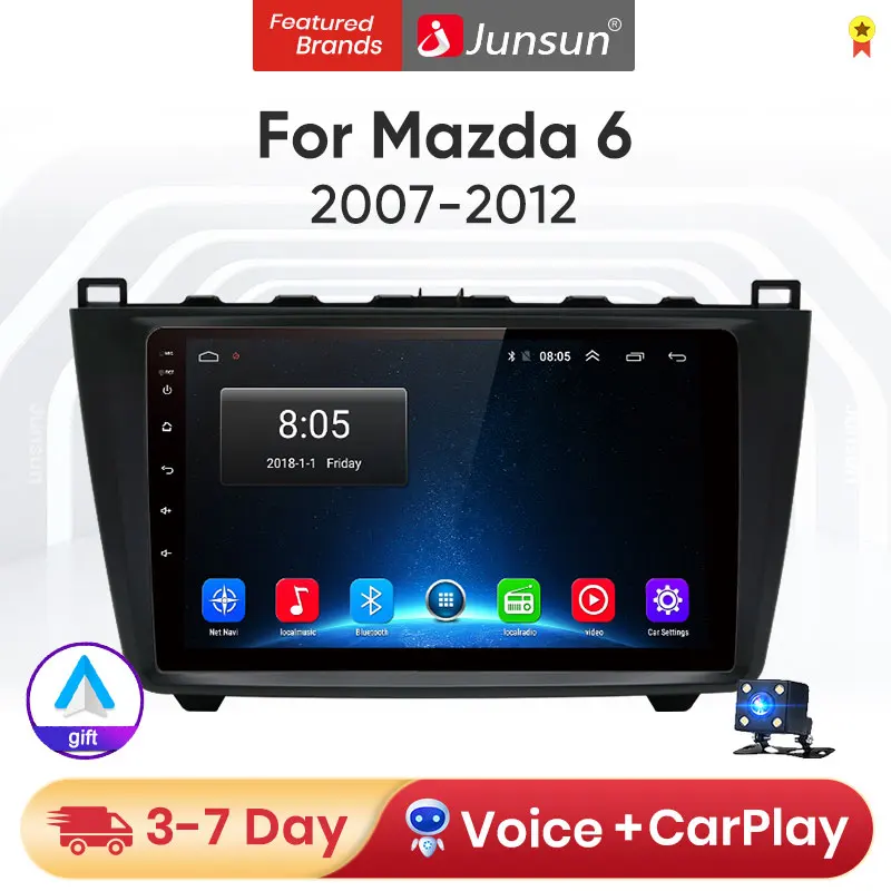 Junsun V1 4G + 64G Android 10 Автомагнитола pantalla для Mazda 6(GH) Rui wing 2009 2007-2012 мультимедийный GPS