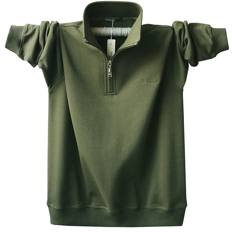 Для мужчин с длинным рукавом Poloshirt бренд Высокое качество, Большие размеры Стенд воротник хлопковые рубашки Для мужчин молнии Camisa поло Masculina A1108