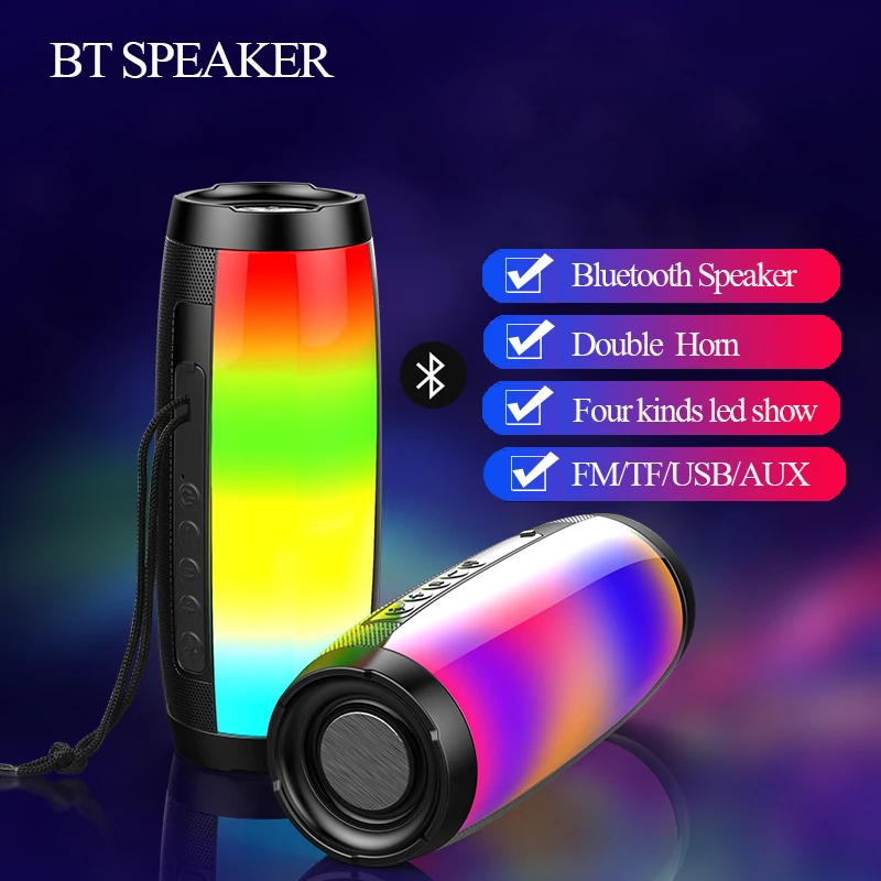 Фото Портативная Bluetooth-колонка, саундбокс со светодиодной подсветкой, беспроводной сабвуфер, FM-радио, Hi-Fi стерео карта, музыкальный центр №1