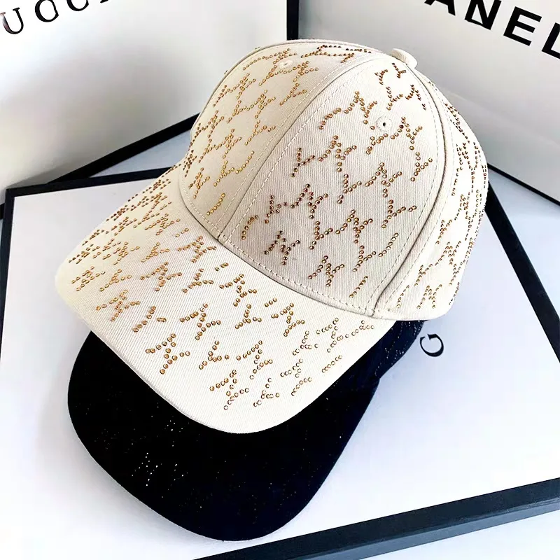

New Luxury Rhinestone Baseball Cap Fashion Cotton Bling Cap Snapback Hip Hop Cap UV Protection Hat Women's Sun Hat