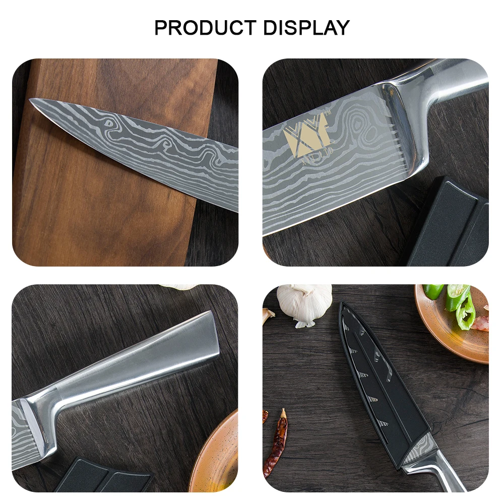 Набор ножей из нержавеющей стали XYj 8 шт. острые лезвия с рисунком ручка полным