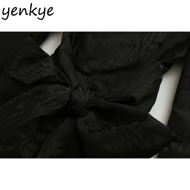 2019 женский спереди элегантный пиджак с бантом платье офисное женское длинным