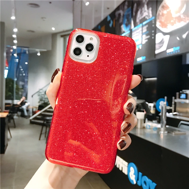 hong Милый градиентный Блестящий блестящий чехол для телефона iphone 8, 7, 6, 6s Plus, Желейный чехол для iphone 10 X, XR, XS, 11 Pro MAX, задняя крышка - Цвет: hong