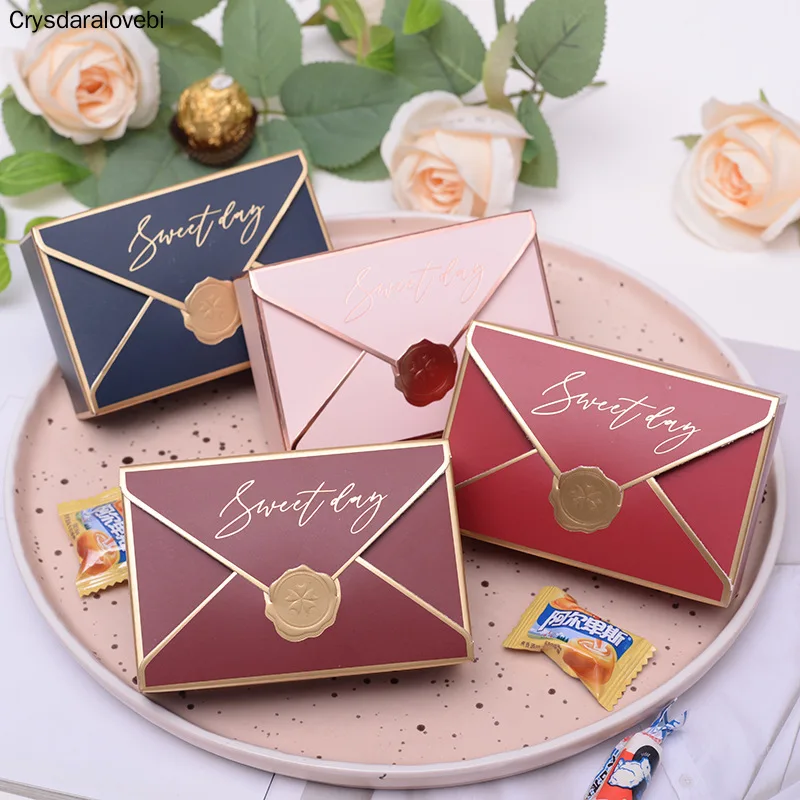 

Simple Creative Gift Box Packaging Envelope Shape Wedding Gift Candy Box Favors Birthday Party Christmas Jelwery Decoration