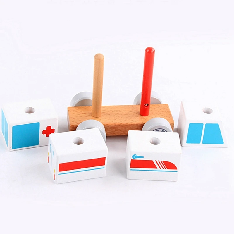 

2Pcs Wooden Toy Car for Kids DIY Toys Fire Truck Engineering Vehicle Ambulance Police Car Toys for Toddlers-Green&White