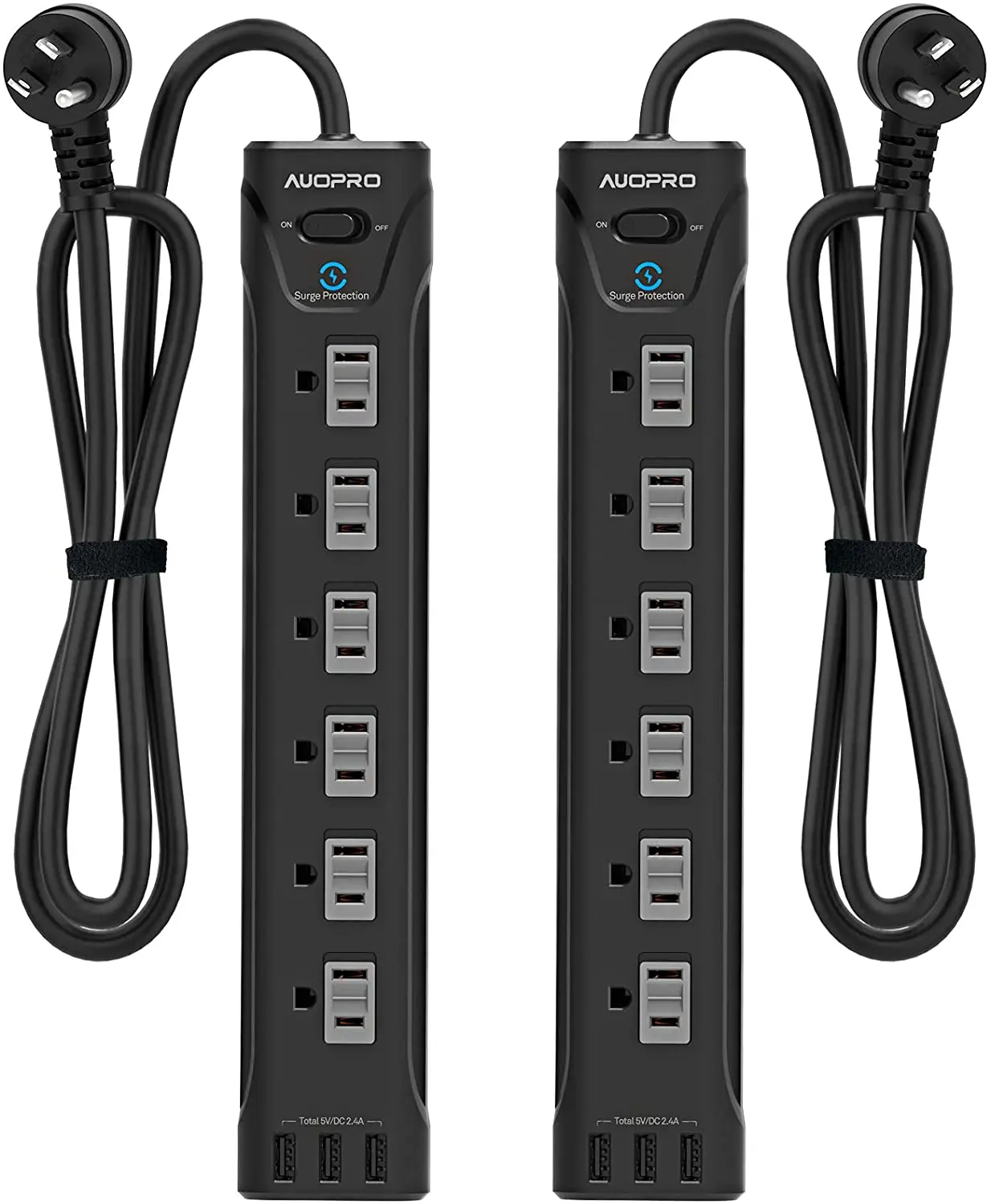 

Сетевой фильтр AUOPRO, 2 шт., 6 розеток, защита от перенапряжения с 3 портами USB, плоская розетка, черная лента, 1200 Joules Surge