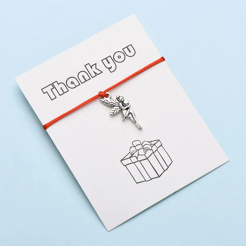 8 IYOE Wish Card Thank You Чарм "Фея" браслеты для женщин девушек ручной тканый счастливый красный браслет с огранкой и Висячие Подарочные ювелирные изделия - Окраска металла: 8