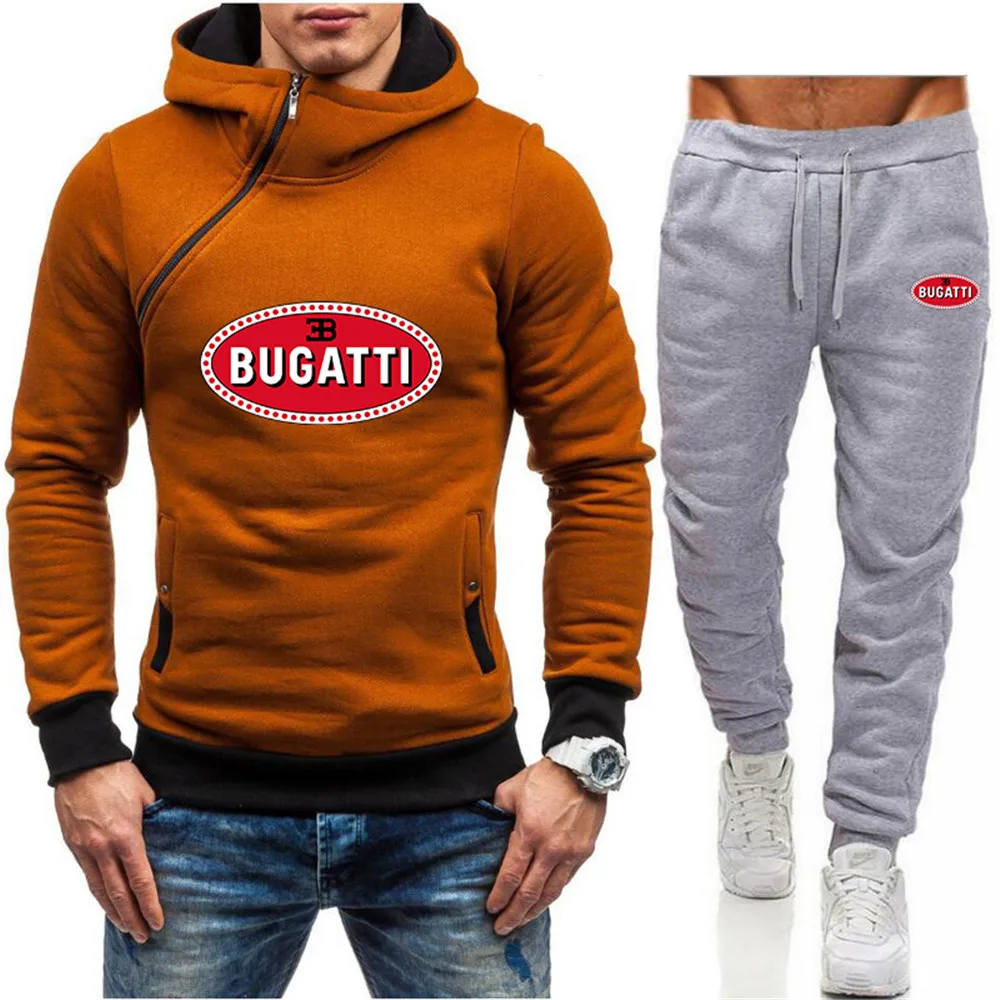 

BUGATTI men's spring and autumn print oblique zipper hoodie sweater + sports trousers fashion casual two-piece suit 5
