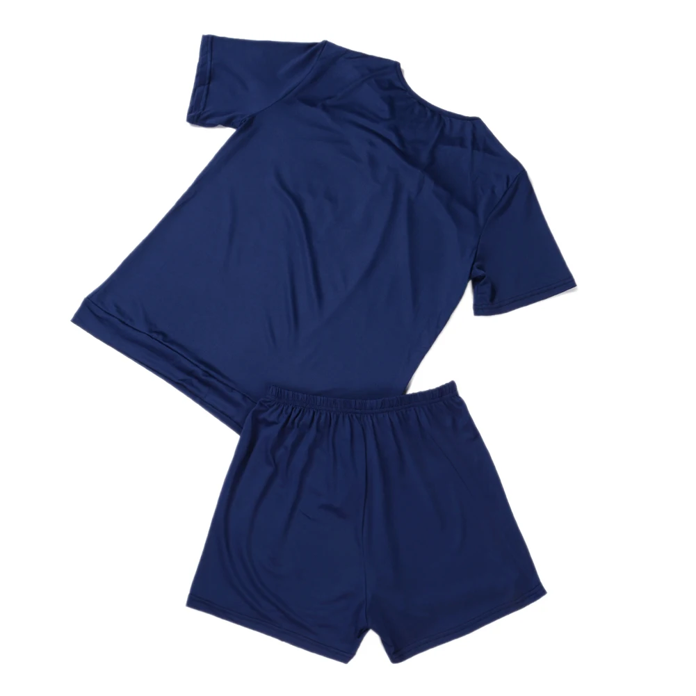 

Women Casual 2 Piece Pajama Sets, Solid Color Short Sleeve Tops + Elastic Short Pants Soft Loose Sleepwear Pjs Sets