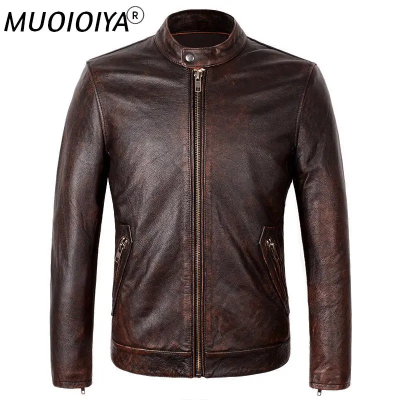 

2021 New Autumn Winter Vintage Men Parka Genuine Fur Coat Men Real Cow Leather Outwear Motorcycle Slim Bomber Jacket D110
