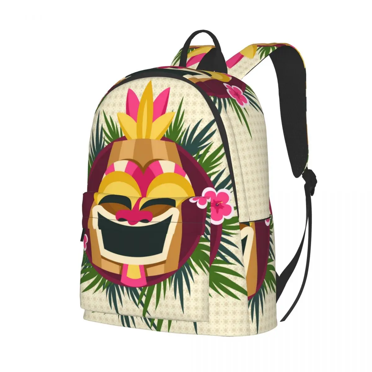 

Рюкзак Smiley Tiki с цветами пальмы и листьями 2021, унисекс, модный рюкзак, дорожный рюкзак, школьная сумка через плечо