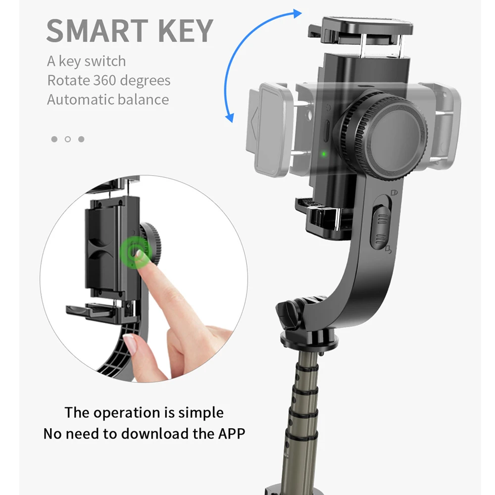 

Smartphone Bluetooth Handheld Gimbal Stabilizers Selfie Stick Tripod Anti-Shake Wireless Remote Control Extendable Foldable