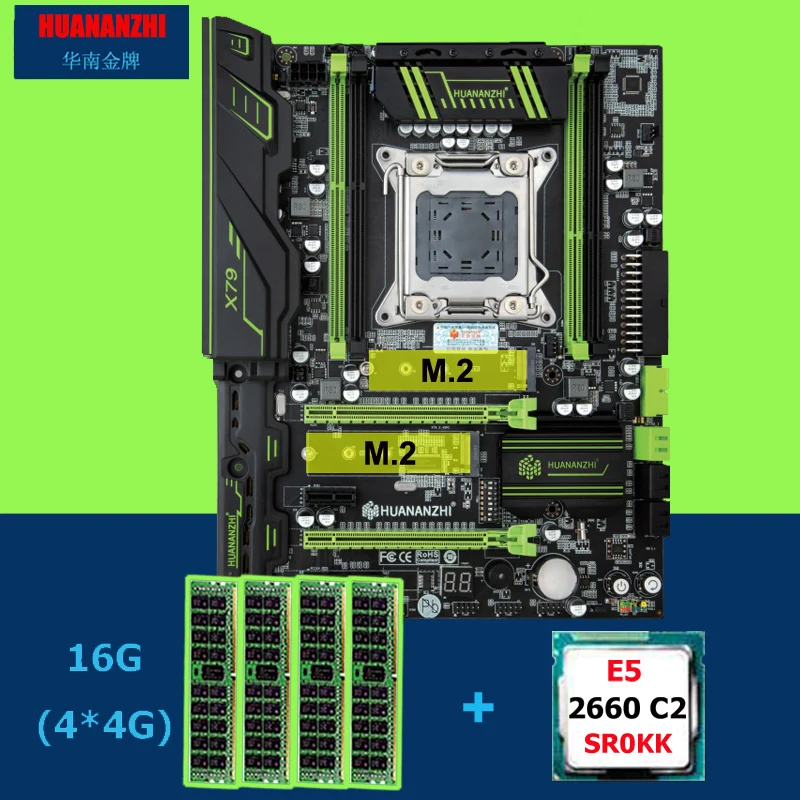 Verkaufen HUANANZHI X79 Motherboard Mit Dual M.2 Slots CPU Intel Xeon E5 2660 SR0KK Große Marke RAM 16G(4*4G) REG ECC Computer Hardware DIY