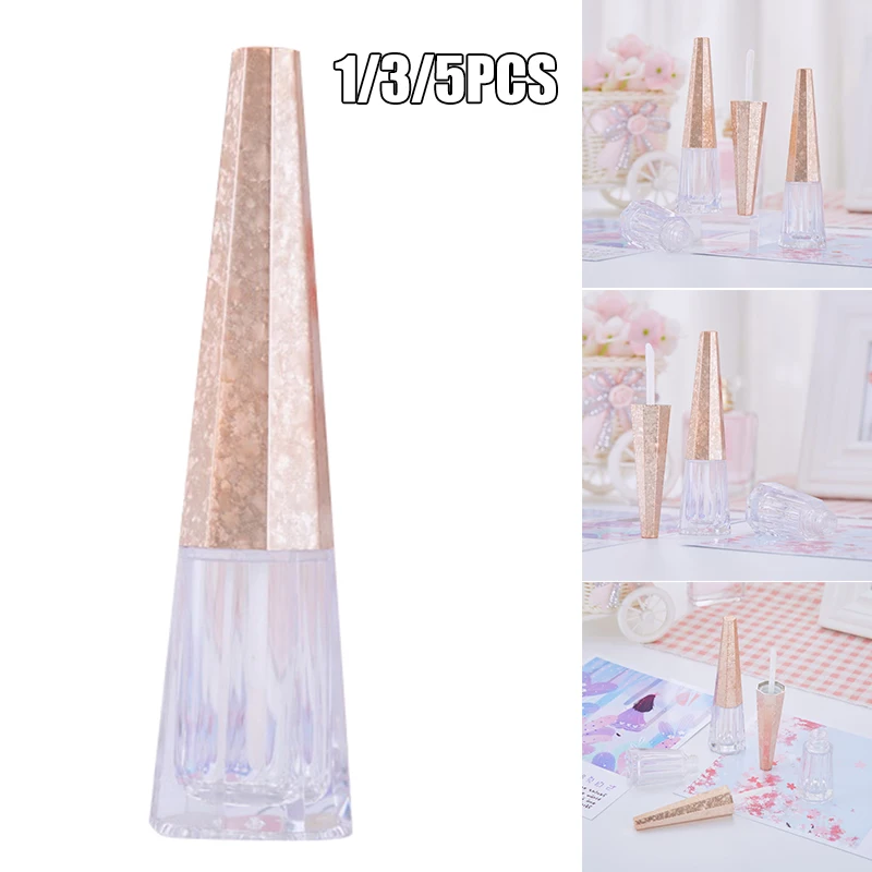 1/3/5 Pcs Lip Gloss Empty Tube With Wand Geometric Cone Shape Glaze Refillable Diy Balm Container Clear 7ml | Красота и здоровье